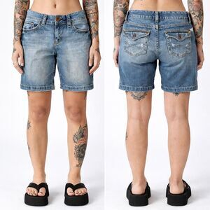Aeropostale Denim Bermuda Shorts Juniors Size 11/12 Y2K Mid Rise Y2K 30 Waist